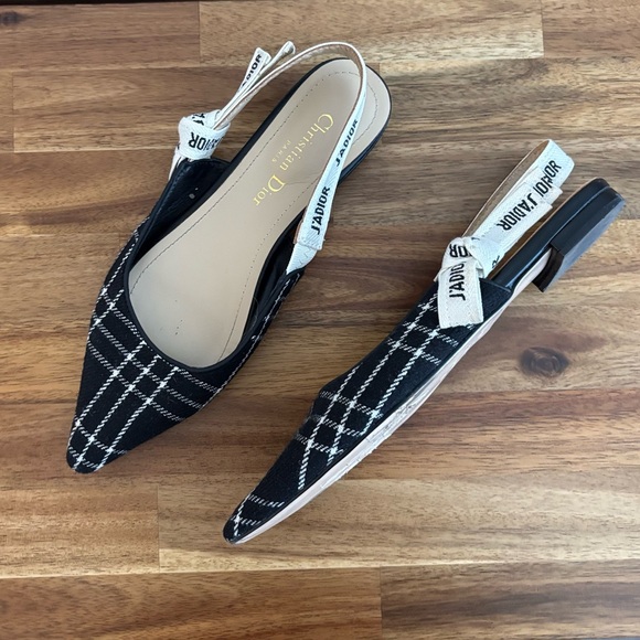 Authentic Dior Sling Back cloth Flats shoes size 40 - Picture 1 of 13